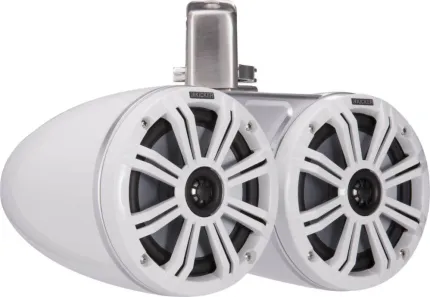 2 enceintes doubles 6.5'' - KMTDC 130W LED - Blanc - Montage barre