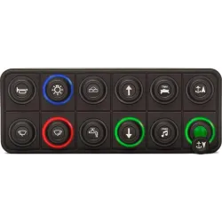 Clavier de commande Powerkey Pro à 12 touches RGB de Ø15mm, avec protocole CANopen et connecteur Deutsch à 4 broches, sans ses pastilles gravées