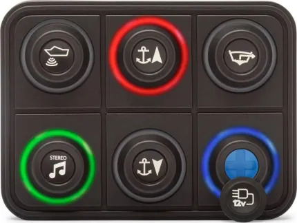 Clavier de commande Powerkey Pro à 6 touches RGB de Ø15mm, avec protocole CANopen, sans ses pastilles gravées
