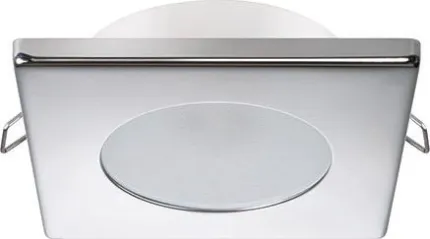 Downlight LED carré - BRYAN 2W 9-32Vdc - Inox poli - Blanc naturel - 100° - IP40