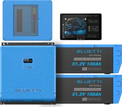 Pack énergie RV5 avec 2 batteries 4,8 kWh, panneau AC/DC, écran et câbles