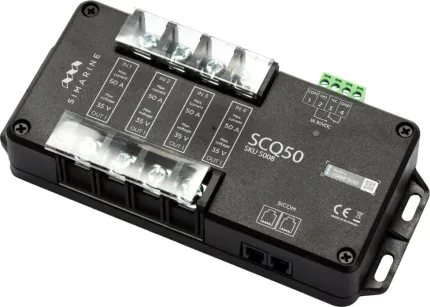 Shunt quadruple 4x50A avec relais inverseur d'alarme, protocole SiCom et alimentation de 6 à 35Vdc