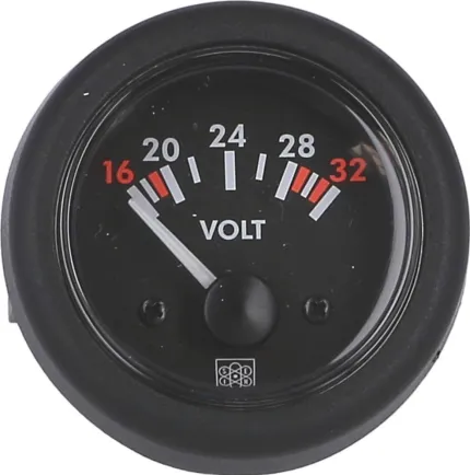 Voltmètre 16-32V Analogique aiguille blanche DIA. 52mm