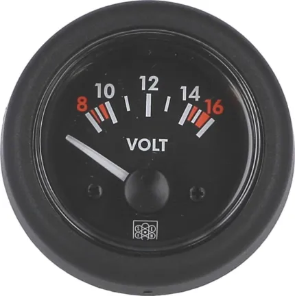 Voltmètre 8-16V Analogique aiguille blanche DIA. 52mm