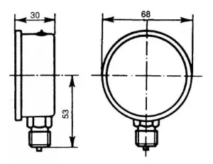 Manomètre vertical 0-2,5b Ø 63mm