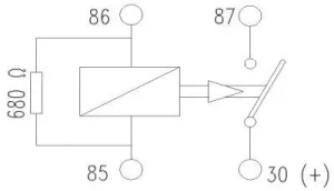 Relais 4 bornes 24V 20A résistance fixation