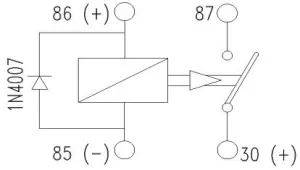 Relais 4 bornes12V 30A Diode