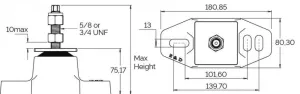 Support moteur double isolation 72,6/304kg avec tige 3/4